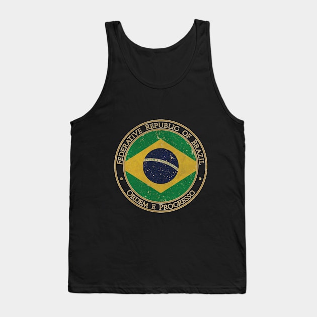 Vintage Federative Republic of Brazil USA South America United States Flag Tank Top by DragonXX